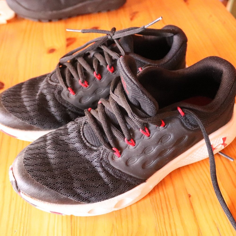 Black and Red Under Armor Sneakers
